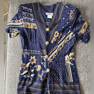 Lady Carol Blue and Gold skirt/top set. Vintage